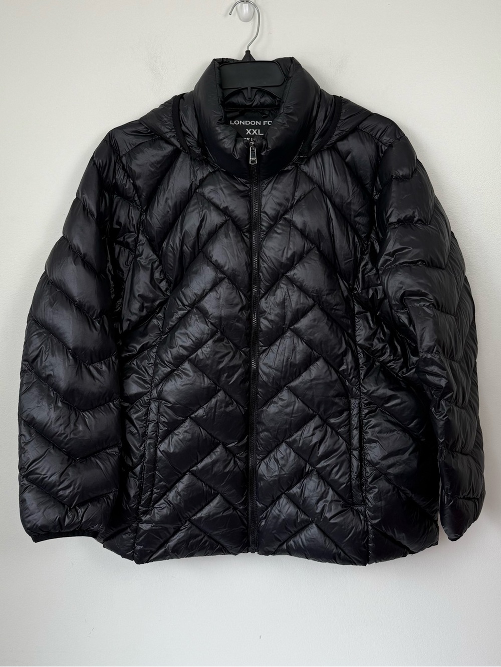 London Fog Women's Black Quilted Packable Puffer Coat  XXL